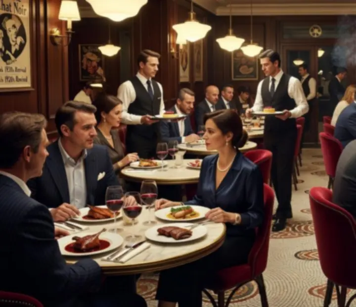 Brasserie parisienne se transformant en espace casino hors ligne sophistiqué