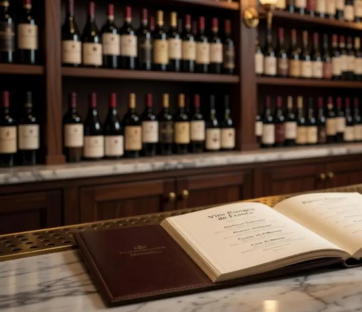 Verre de vin devant une cave aux bouteilles soigneusement alignées